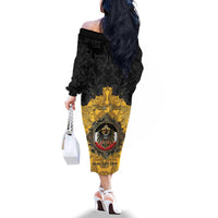 Personalized German Empire Family Matching Off The Shoulder Long Sleeve Dress and Hawaiian Shirt Imperial Black Eagle With Baroque Patterns - Wonder Print Shop