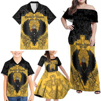 Personalized German Empire Family Matching Off Shoulder Maxi Dress and Hawaiian Shirt Imperial Black Eagle With Baroque Patterns - Wonder Print Shop