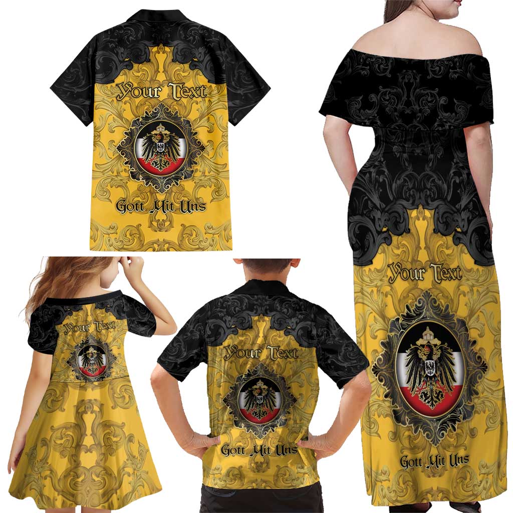 Personalized German Empire Family Matching Off Shoulder Maxi Dress and Hawaiian Shirt Imperial Black Eagle With Baroque Patterns - Wonder Print Shop