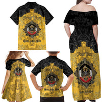 Personalized German Empire Family Matching Off Shoulder Maxi Dress and Hawaiian Shirt Imperial Black Eagle With Baroque Patterns - Wonder Print Shop