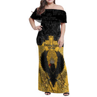 Personalized German Empire Family Matching Off Shoulder Maxi Dress and Hawaiian Shirt Imperial Black Eagle With Baroque Patterns - Wonder Print Shop