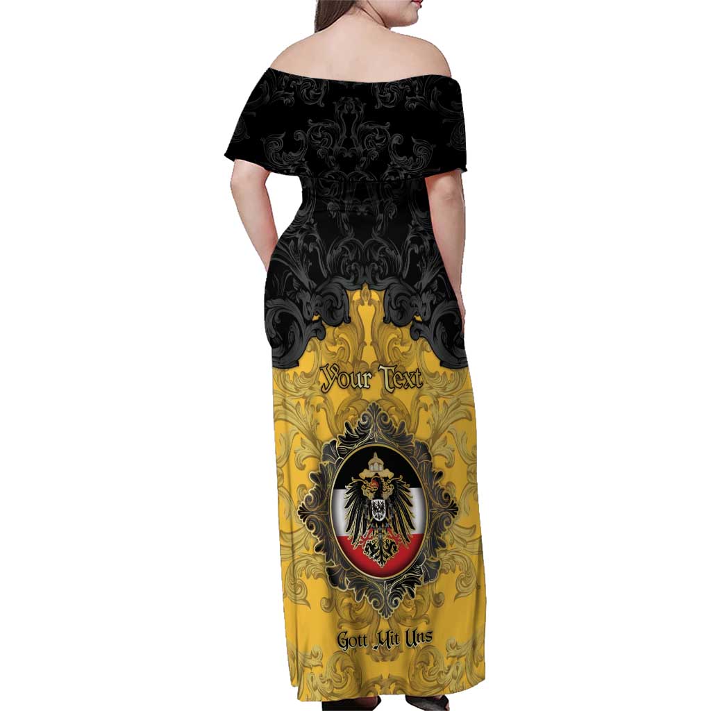 Personalized German Empire Family Matching Off Shoulder Maxi Dress and Hawaiian Shirt Imperial Black Eagle With Baroque Patterns - Wonder Print Shop