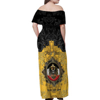 Personalized German Empire Family Matching Off Shoulder Maxi Dress and Hawaiian Shirt Imperial Black Eagle With Baroque Patterns - Wonder Print Shop