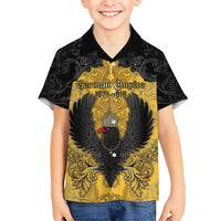 Personalized German Empire Family Matching Off Shoulder Short Dress and Hawaiian Shirt Imperial Black Eagle With Baroque Patterns - Wonder Print Shop