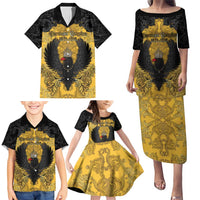 Personalized German Empire Family Matching Puletasi and Hawaiian Shirt Imperial Black Eagle With Baroque Patterns - Wonder Print Shop