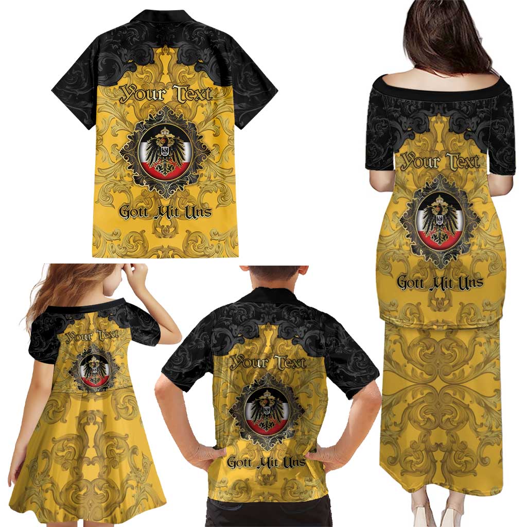 Personalized German Empire Family Matching Puletasi and Hawaiian Shirt Imperial Black Eagle With Baroque Patterns - Wonder Print Shop