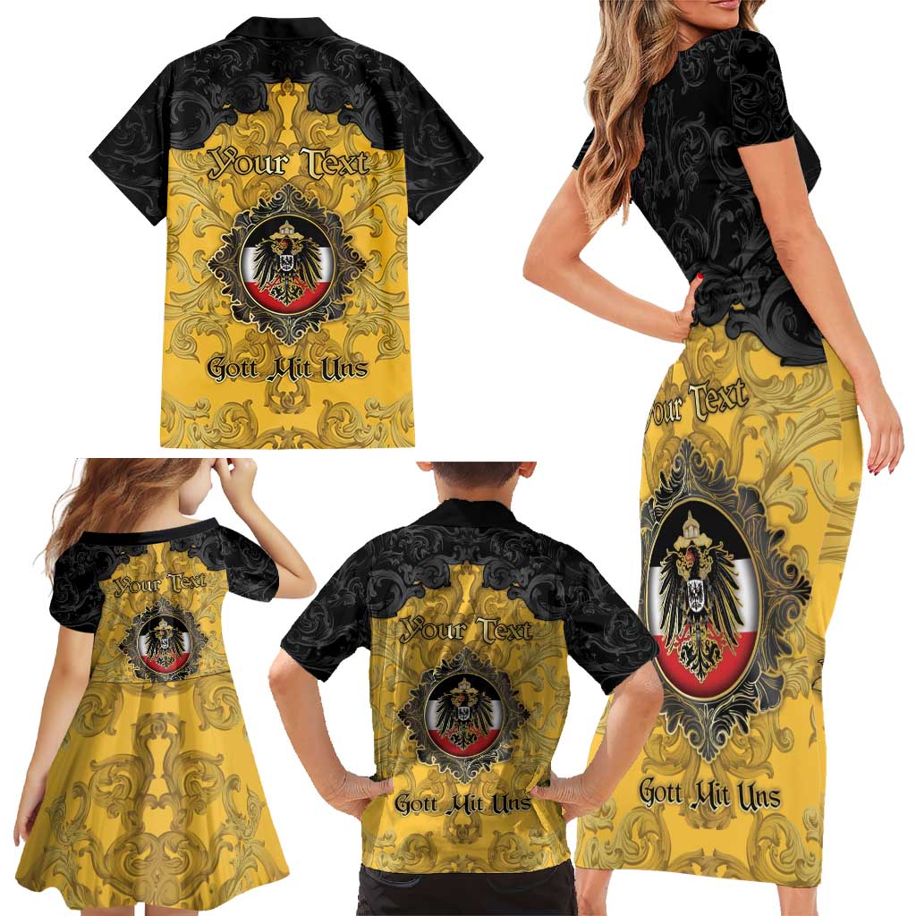 Personalized German Empire Family Matching Short Sleeve Bodycon Dress and Hawaiian Shirt Imperial Black Eagle With Baroque Patterns - Wonder Print Shop