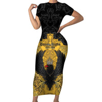 Personalized German Empire Family Matching Short Sleeve Bodycon Dress and Hawaiian Shirt Imperial Black Eagle With Baroque Patterns - Wonder Print Shop