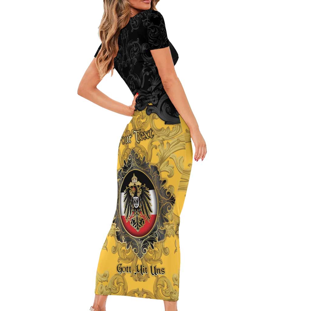 Personalized German Empire Family Matching Short Sleeve Bodycon Dress and Hawaiian Shirt Imperial Black Eagle With Baroque Patterns - Wonder Print Shop