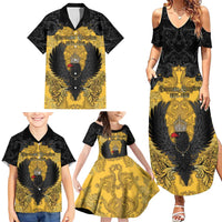 Personalized German Empire Family Matching Summer Maxi Dress and Hawaiian Shirt Imperial Black Eagle With Baroque Patterns - Wonder Print Shop
