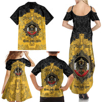 Personalized German Empire Family Matching Summer Maxi Dress and Hawaiian Shirt Imperial Black Eagle With Baroque Patterns - Wonder Print Shop