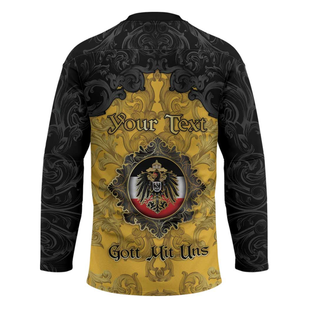 Personalized German Empire Hockey Jersey Imperial Black Eagle With Baroque Patterns - Wonder Print Shop