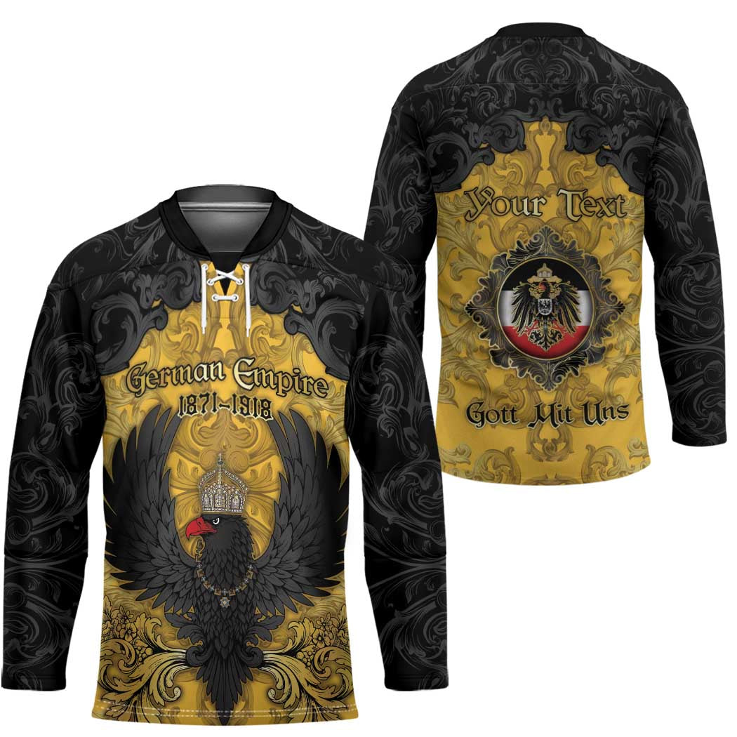 Personalized German Empire Hockey Jersey Imperial Black Eagle With Baroque Patterns - Wonder Print Shop
