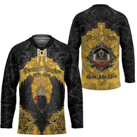 Personalized German Empire Hockey Jersey Imperial Black Eagle With Baroque Patterns - Wonder Print Shop