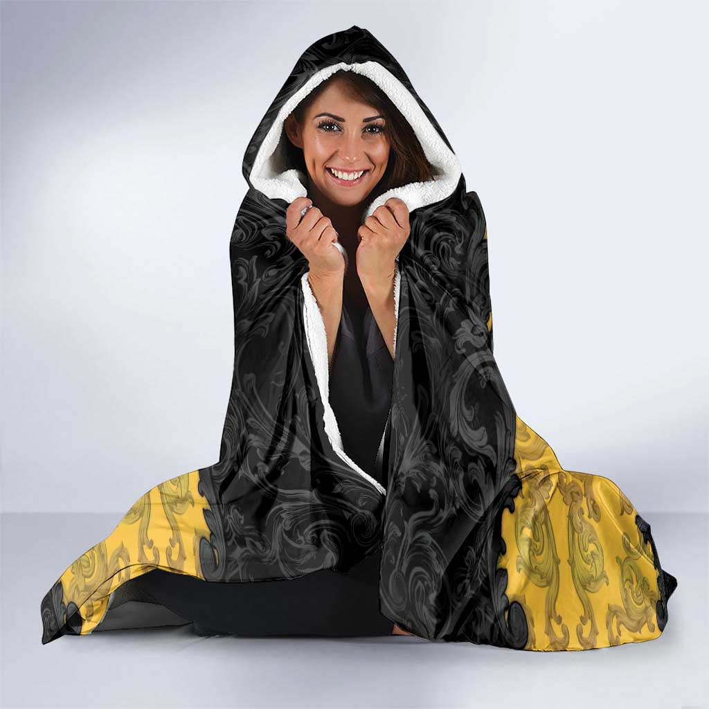 German Empire Hooded Blanket Imperial Black Eagle With Baroque Patterns - Wonder Print Shop