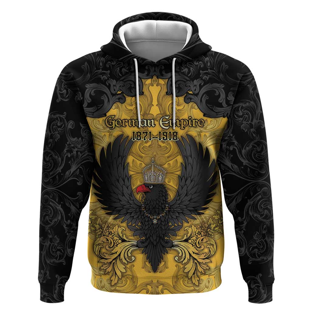 Personalized German Empire Hoodie Imperial Black Eagle With Baroque Patterns - Wonder Print Shop