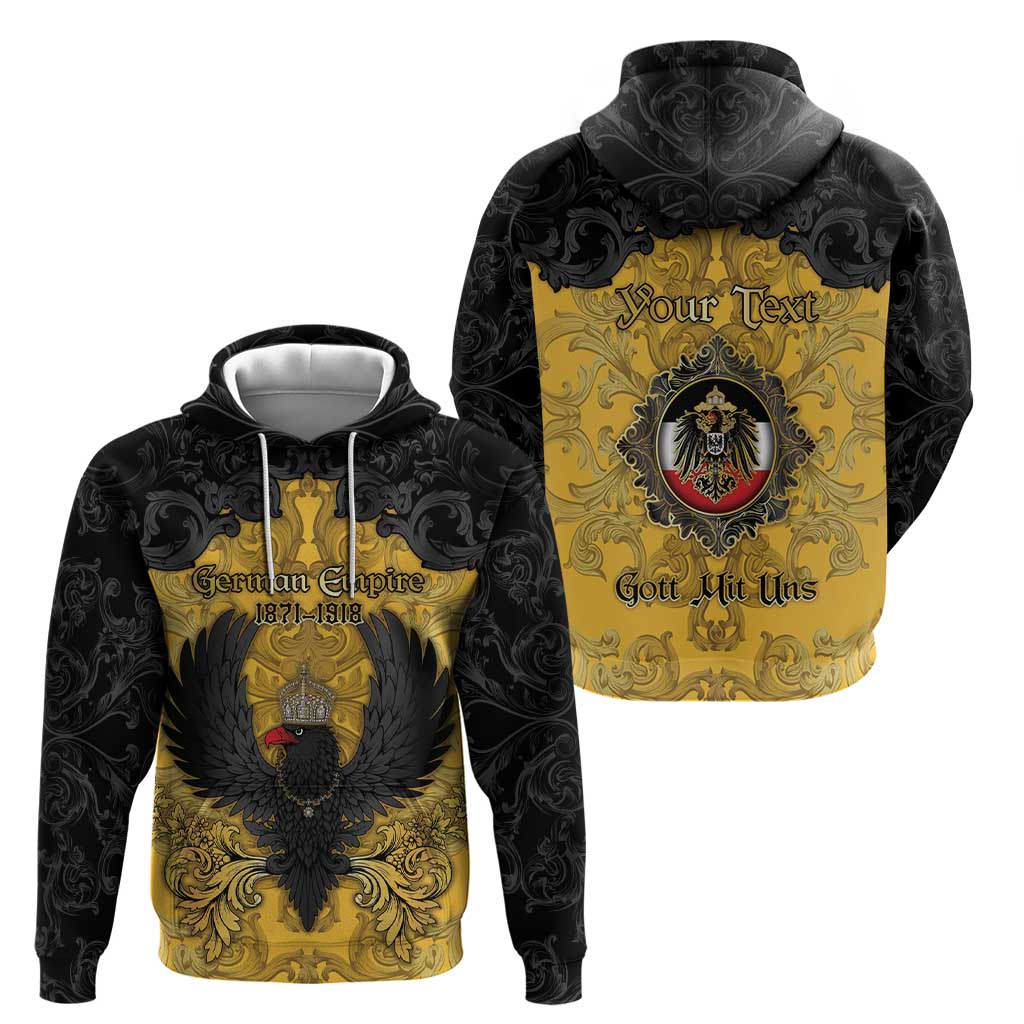 Personalized German Empire Hoodie Imperial Black Eagle With Baroque Patterns - Wonder Print Shop