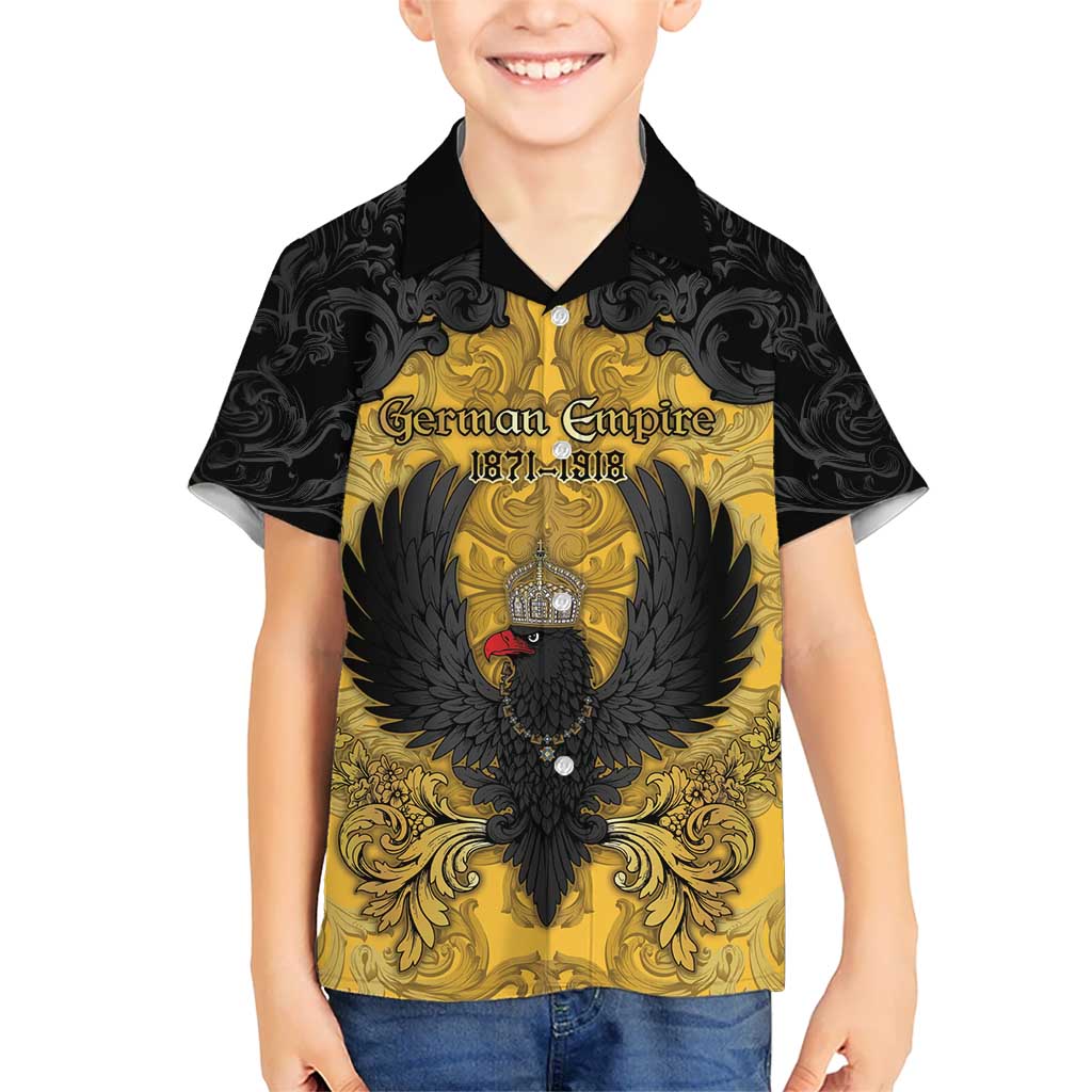 Personalized German Empire Kid Hawaiian Shirt Imperial Black Eagle With Baroque Patterns - Wonder Print Shop