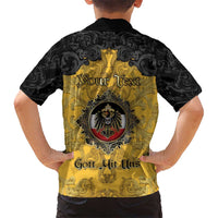 Personalized German Empire Kid Hawaiian Shirt Imperial Black Eagle With Baroque Patterns - Wonder Print Shop