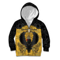 Personalized German Empire Kid Hoodie Imperial Black Eagle With Baroque Patterns - Wonder Print Shop