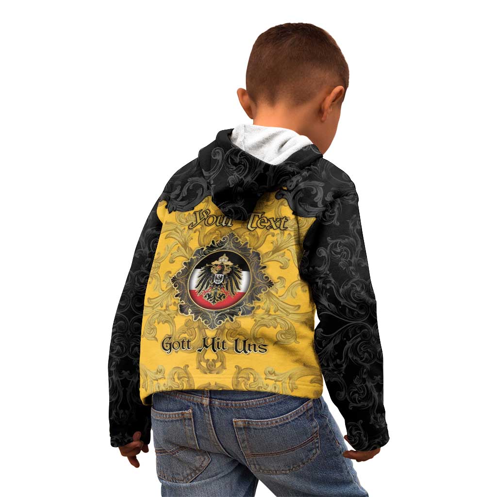 Personalized German Empire Kid Hoodie Imperial Black Eagle With Baroque Patterns - Wonder Print Shop