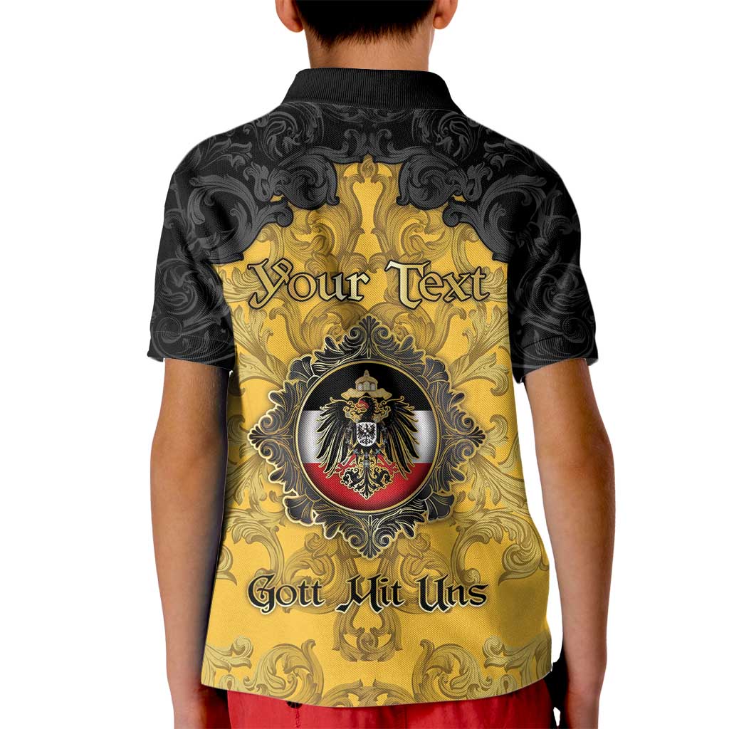Personalized German Empire Kid Polo Shirt Imperial Black Eagle With Baroque Patterns - Wonder Print Shop