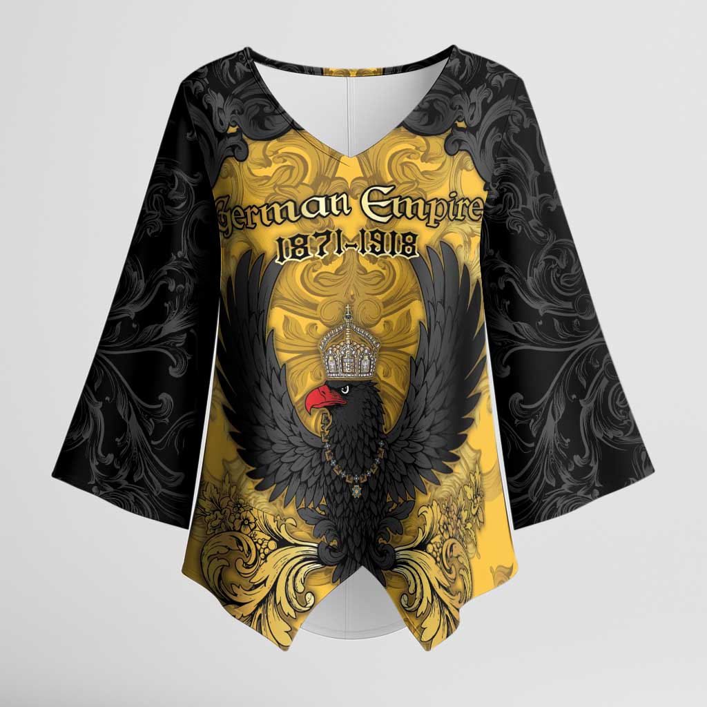 Personalized German Empire Kimono Sleeve Blouse Imperial Black Eagle With Baroque Patterns - Wonder Print Shop