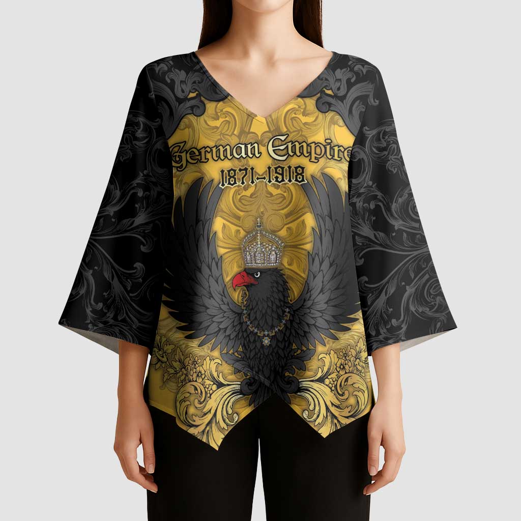 Personalized German Empire Kimono Sleeve Blouse Imperial Black Eagle With Baroque Patterns - Wonder Print Shop
