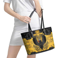 German Empire Leather Tote Bag Imperial Black Eagle With Baroque Patterns - Wonder Print Shop