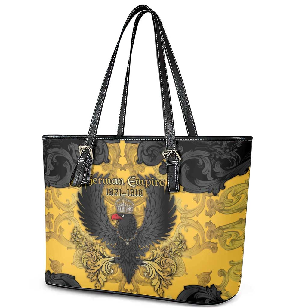 German Empire Leather Tote Bag Imperial Black Eagle With Baroque Patterns - Wonder Print Shop