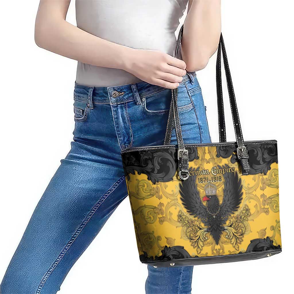 German Empire Leather Tote Bag Imperial Black Eagle With Baroque Patterns - Wonder Print Shop