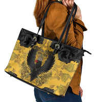 German Empire Leather Tote Bag Imperial Black Eagle With Baroque Patterns - Wonder Print Shop