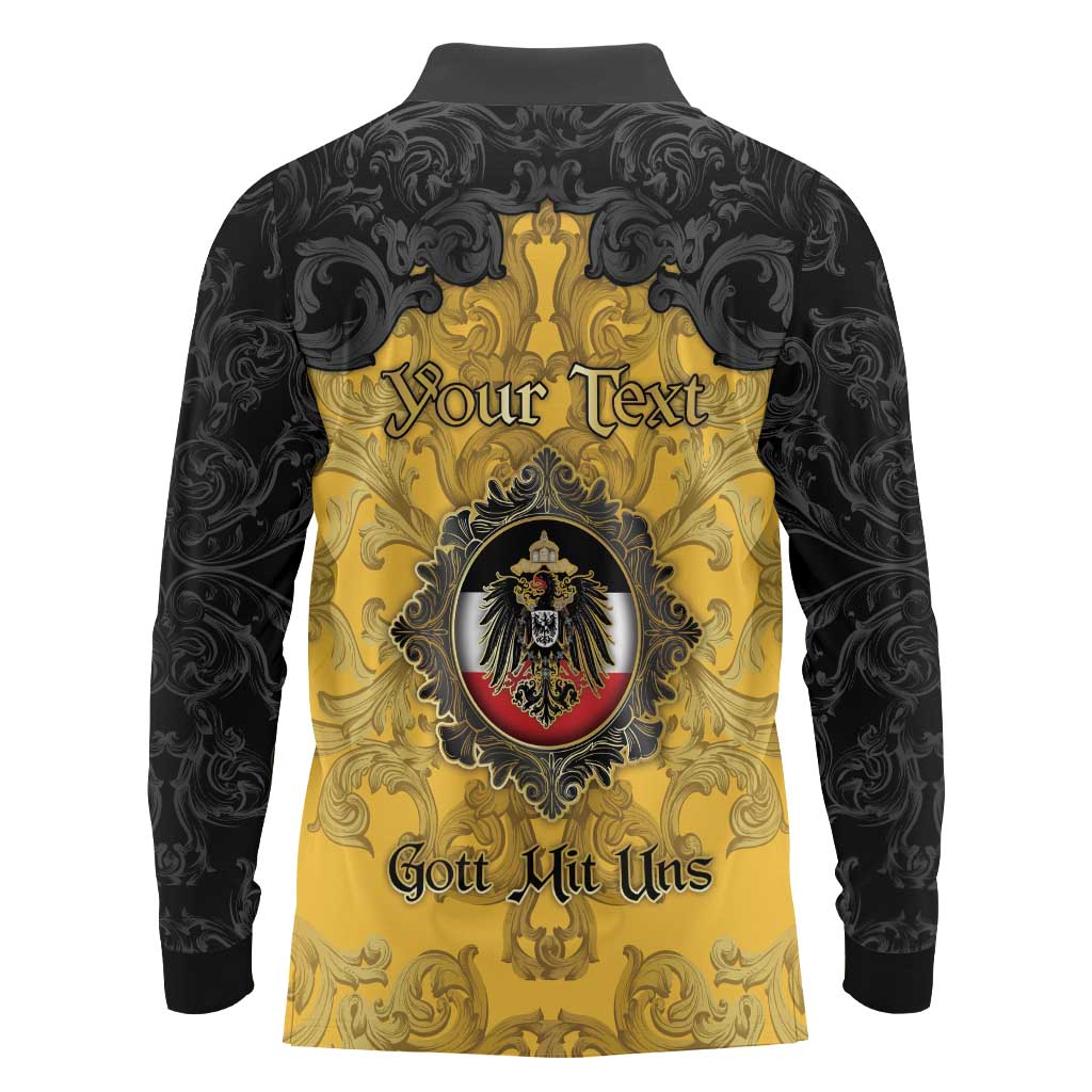 Personalized German Empire Long Sleeve Polo Shirt Imperial Black Eagle With Baroque Patterns - Wonder Print Shop
