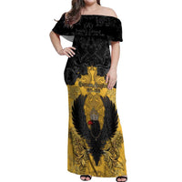 Personalized German Empire Off Shoulder Maxi Dress Imperial Black Eagle With Baroque Patterns - Wonder Print Shop