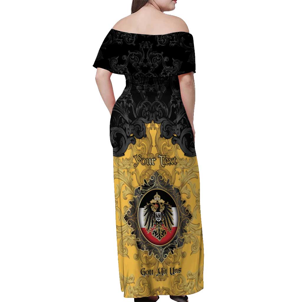 Personalized German Empire Off Shoulder Maxi Dress Imperial Black Eagle With Baroque Patterns - Wonder Print Shop