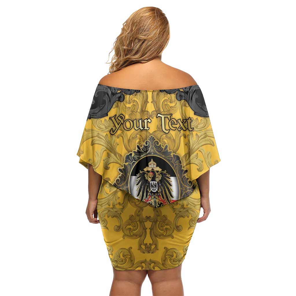 Personalized German Empire Off Shoulder Short Dress Imperial Black Eagle With Baroque Patterns - Wonder Print Shop