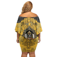 Personalized German Empire Off Shoulder Short Dress Imperial Black Eagle With Baroque Patterns - Wonder Print Shop