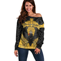 Personalized German Empire Off Shoulder Sweater Imperial Black Eagle With Baroque Patterns - Wonder Print Shop