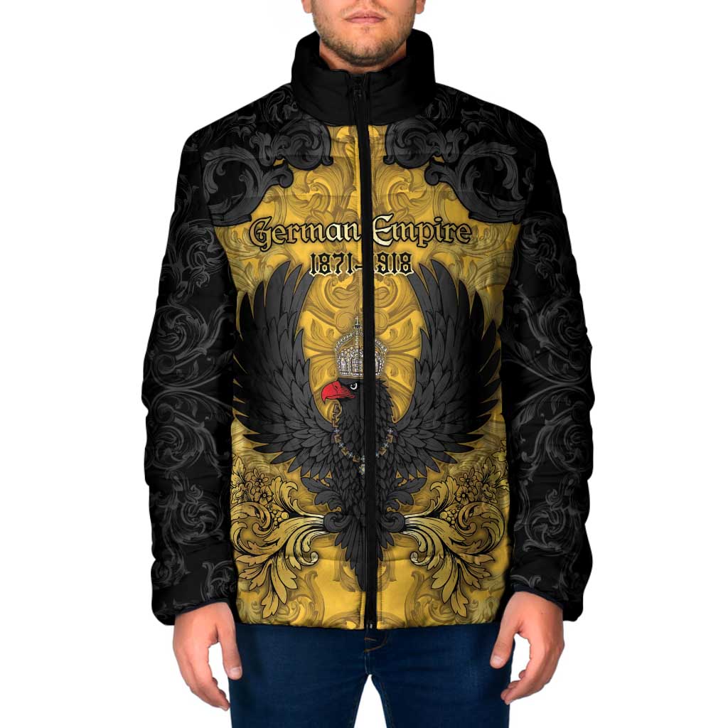 Personalized German Empire Padded Jacket Imperial Black Eagle With Baroque Patterns - Wonder Print Shop