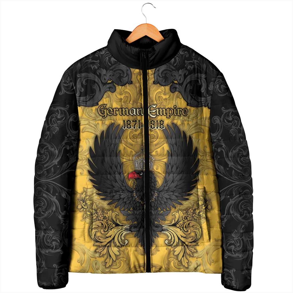 Personalized German Empire Padded Jacket Imperial Black Eagle With Baroque Patterns - Wonder Print Shop