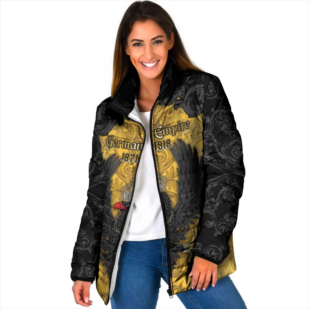 Personalized German Empire Padded Jacket Imperial Black Eagle With Baroque Patterns - Wonder Print Shop