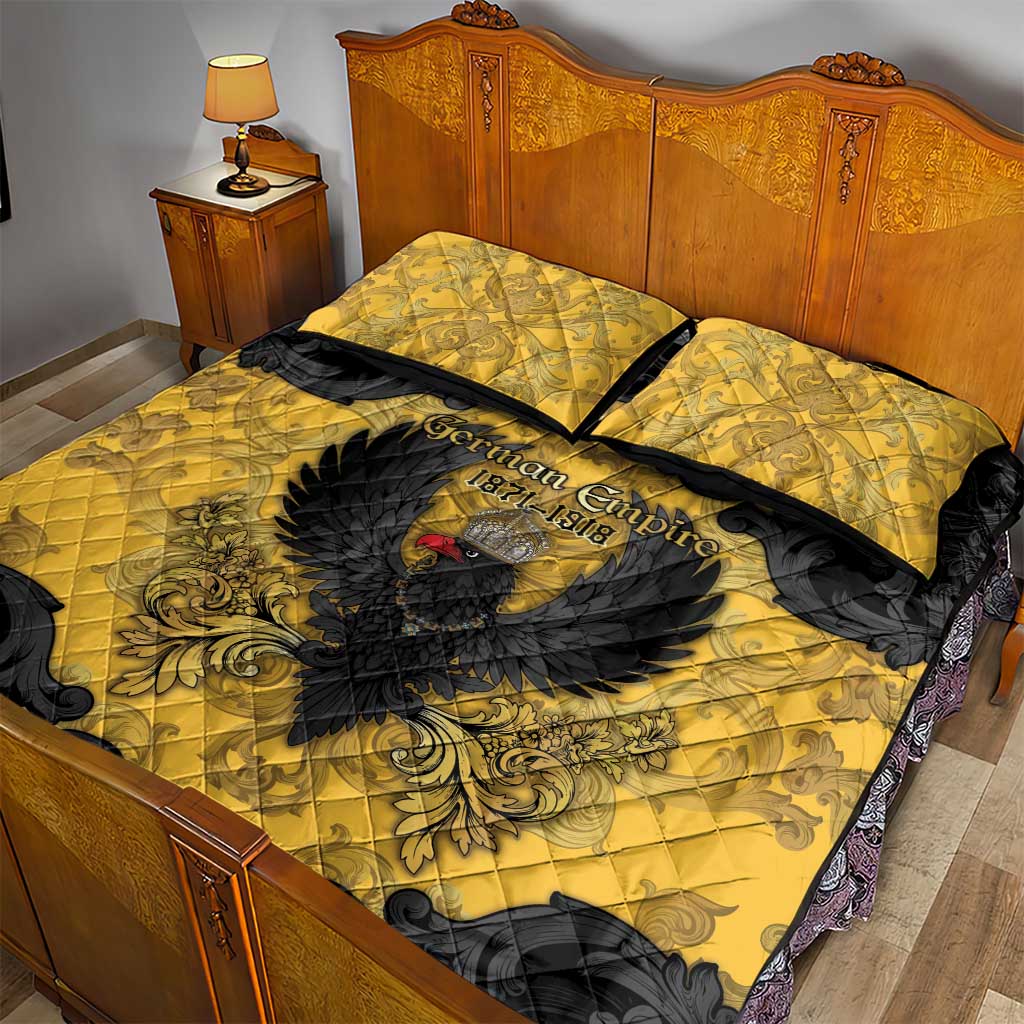 German Empire Quilt Bed Set Imperial Black Eagle With Baroque Patterns - Wonder Print Shop