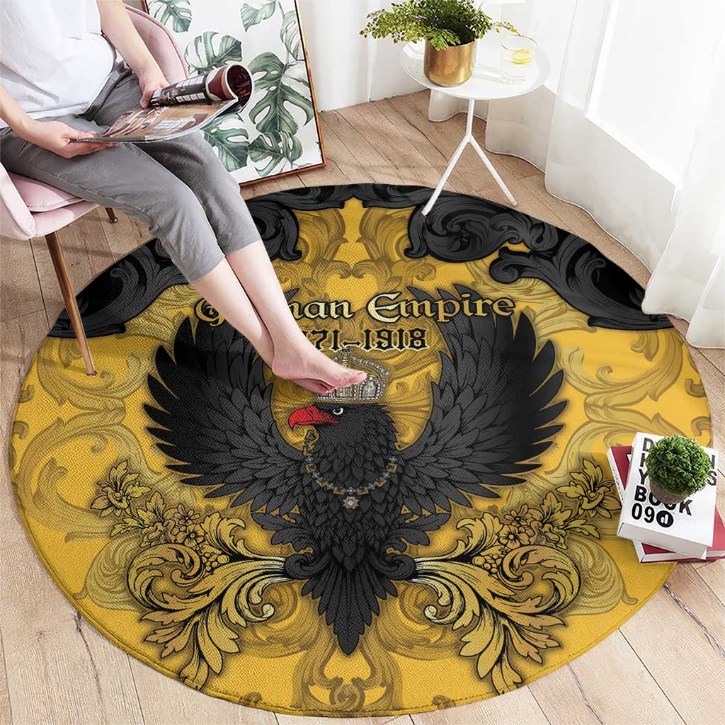 German Empire Round Carpet Imperial Black Eagle With Baroque Patterns - Wonder Print Shop