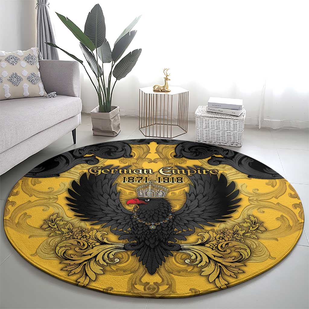 German Empire Round Carpet Imperial Black Eagle With Baroque Patterns - Wonder Print Shop