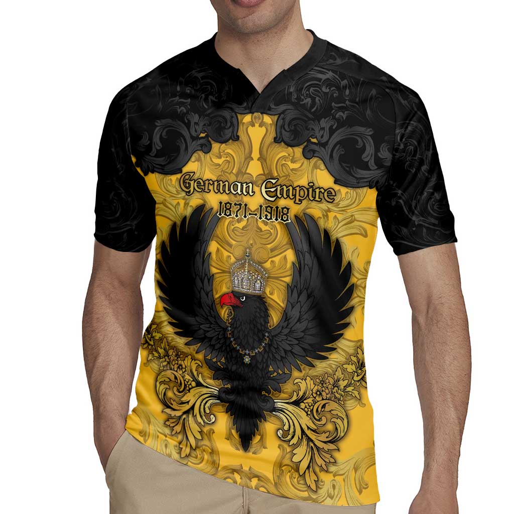 Personalized German Empire Rugby Jersey Imperial Black Eagle With Baroque Patterns - Wonder Print Shop