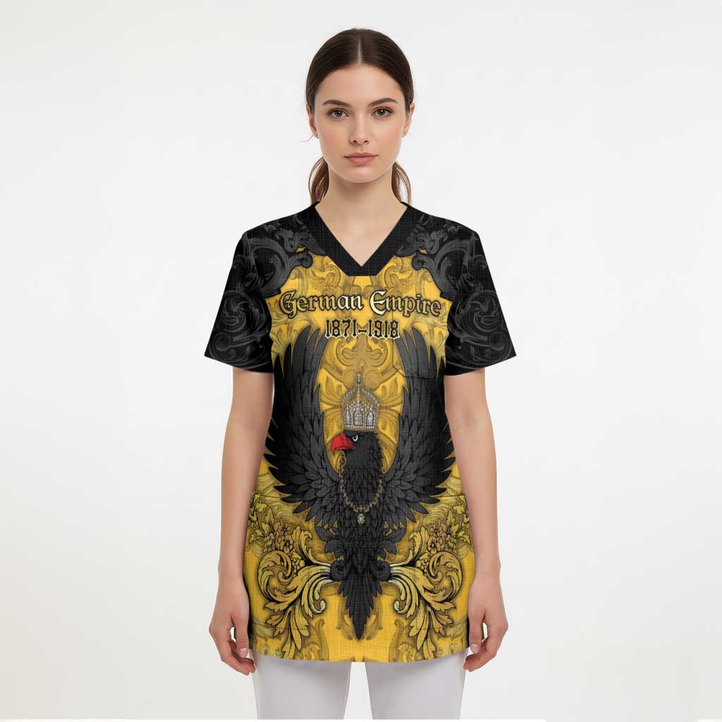 Personalized German Empire Scrub Top Imperial Black Eagle With Baroque Patterns - Wonder Print Shop