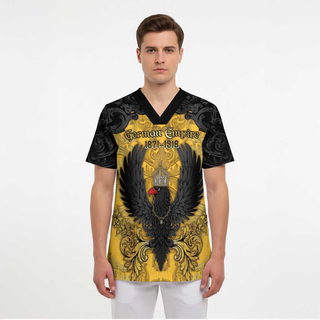 Personalized German Empire Scrub Top Imperial Black Eagle With Baroque Patterns - Wonder Print Shop