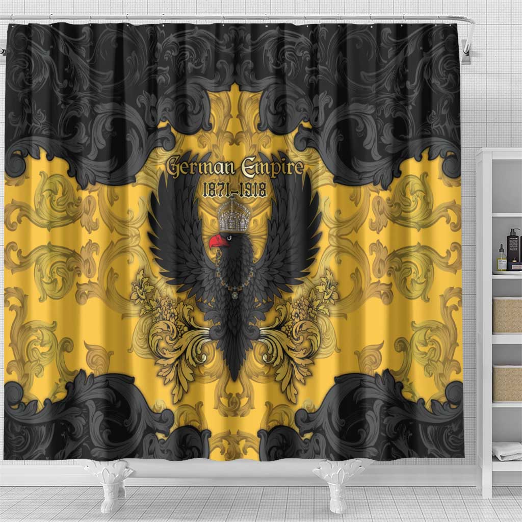 German Empire Shower Curtain Imperial Black Eagle With Baroque Patterns - Wonder Print Shop