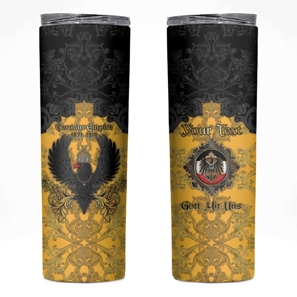 Personalized German Empire Skinny Tumbler Imperial Black Eagle With Baroque Patterns - Wonder Print Shop