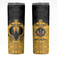 Personalized German Empire Skinny Tumbler Imperial Black Eagle With Baroque Patterns - Wonder Print Shop